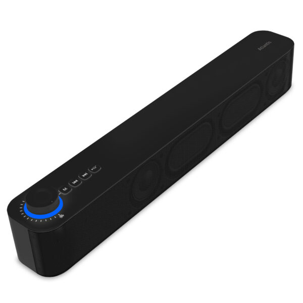 Mini Soundbar Atlantis P003-C0820-B BT v5.3 20W Jack 3,5mm TWS include batteria 2400mAh Radio USB MicroSD Nero