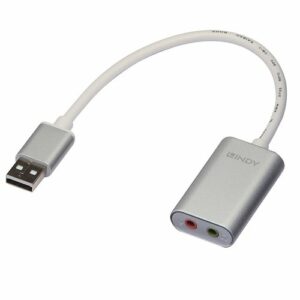 Adattatore LINDY USB-Audio. Connessone di casse o cuffie e microfono con interfaccia jack da 3.5mm da una porta USB Tipo A