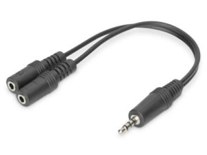 Cavo audio Link da mini jack 3.5 mm a due mini jack 3.5 mm, M/FF, lunghezza 1,8 mt, colore nero, per microfono e cuffie pc su smartphone, codice produttore AK510301002S