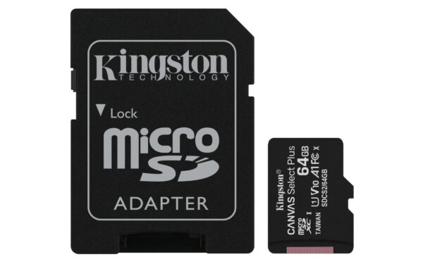 SD-Micro Kingston 64Gb - Class 10 UHS-I 80MB/s + adattatore Canvas Select Plus - SDCS2/64GB