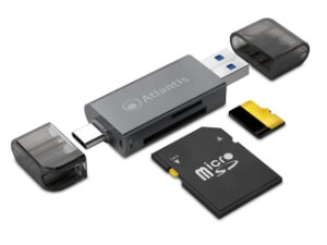 Multicard reader Atlantis P005-CR32 ALL-IN-1 esterno USB3.0+USB-C SDXC/SDHC/SD, MMC, RS-MMC, Micro SDXC, TF, Micro SD/SDHC