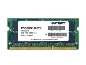 DDR3 Notebook SO-Dimm Patriot 8Gb 1600MHz - PSD38G16002S