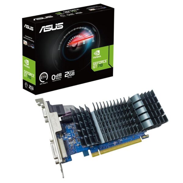 Scheda video Asus nVidia GT710-SL-2GD5-BRK-EVO - Memoria 2 Gb di tipo DDR5, 64 Bit, interfacce VGA+DVI+HDMI BRK PCI-E 2.0