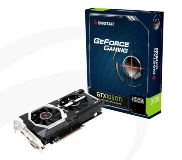 Scheda video Biostar nVidia GTX1050-4 Gb per pc in formato, memoria 4Gb GDDR5 128Bit DUAL FAN DVI+HDMI+DP PCI-E 3.0