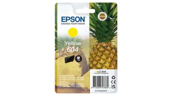 Cartuccia originale Epson 604 Giallo Ananas C13T10G44010 - Adatta per modelli XP-2200 XP-3200 XP-4200 WF-2910DWF WF-2930DWF WF-2950DWF