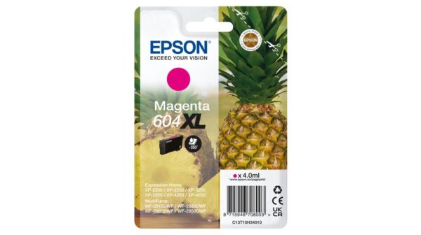 Cartuccia originale Epson 604XL Magenta Ananas C13T10H34010 - Adatta per i modelli: XP-2200 XP-3200 XP-4200 WF-2910DWF WF-2930DWF WF-2950DWF