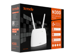 Router Tenda 4G06 300Mbps WiFi 4G-LTE Volte - CAT.4 Supp FDD LTE/TDD-LTE/WCDMA/GSM 1P GE WAN/LAN,1P GE LAN 2FF SIM 1P RJ1